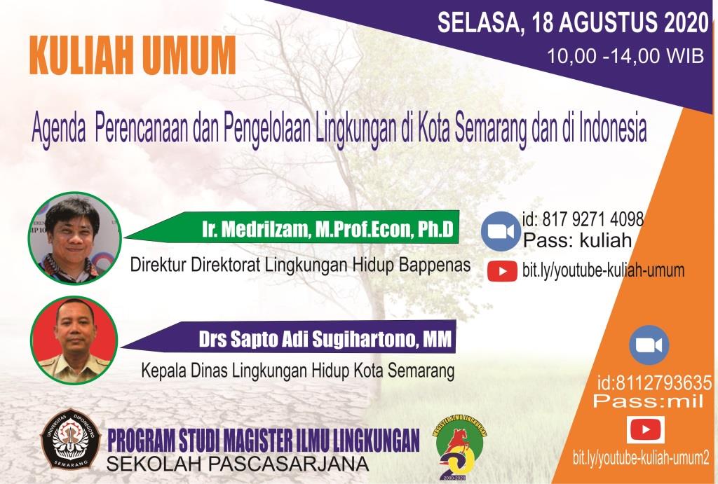 Director of the Environment Directorate Bappenas Gives a Public Lecture at Mater of Environtmental Sciences Diponegoro University